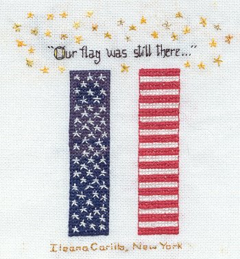 Cross-stitched memorial square by Ileana Carillo